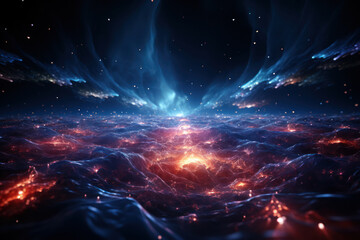 Aufkleber - An abstract portrayal of a quantum field, representing the fundamental forces and particles of the quantum world. Generative Ai.