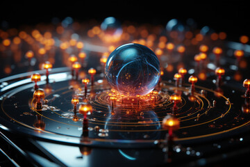 Aufkleber - A quantum particle in a superposition of states, symbolizing the inherent uncertainty in quantum measurements. Generative Ai.