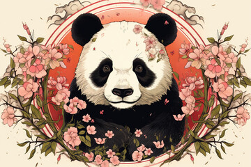 Wall Mural - Japanese style design vector, design vector of a panda