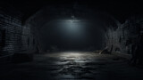 Fototapeta  - A dark, dank tunnel leading to a secret chamber