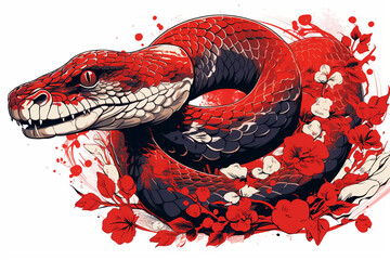 Wall Mural - Japanese style design vector, vector design of a snake