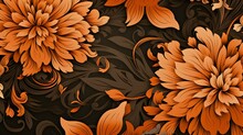 Background Of Illustrated Orange Flowers. Creative Wallpaper 