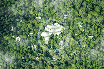 Wall Mural - environmental technology concept. sustainable esg modernization development by using technology of r