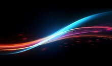 Colorful light trails with motion effect. Illustration of high speed light effect on black background, Generative AI 