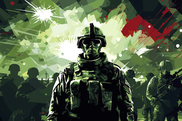 Wall Mural - soldier with rifle illustration