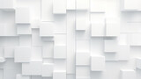 Fototapeta Przestrzenne - abstract 3d square white technology communication concept background. Random shifted white cube square boxes block background wallpaper banner with copy space. 