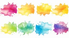 Rainbow Colors Watercolor Paint Stains Vector Backgrounds Set
