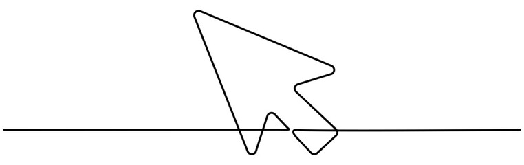 Poster - Mouse cursor continuous line drawn. Arrow pointer linear symbol. Vector illustration isolated on white.