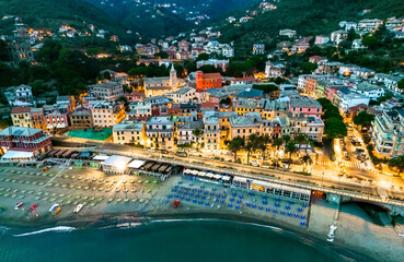 Wall Mural - Aerial view of the tourist resort Moneglia, Liguria, Italy