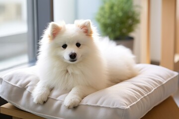 Wall Mural - a fluffy cushion on a furry white pet bed