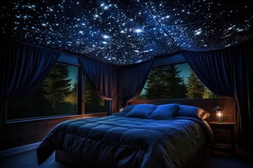 Poster - a bedroom with stars projected on ceiling