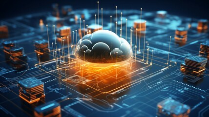 Leinwandbilder - Cyber Security Cloud