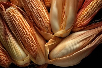 Canvas Print - artistic formation of corn ears on husks