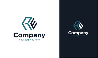 Fototapete - RE cube shaped logo initial design