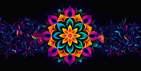 Wall Mural - minimalistic colorful neon mandala white background