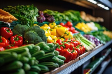 Poster - supermarket cart filled with colorful fresh produce