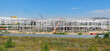 Work site and large steel frame of a large commercial building. Construction site. Metal frame. Ust-Kamenogorsk (kazakhstan)