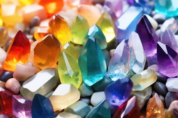 Wall Mural - soft-toned rainbow of tiny healing crystals