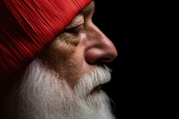 Canvas Print - close-up of a white beard and red hat on a black backdrop