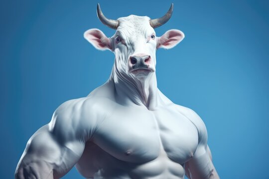Cow bodybuilder. AI generative art