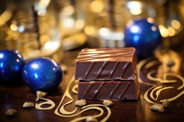 Poster - a music note ornament adjacent to hanukkah chocolate gelt