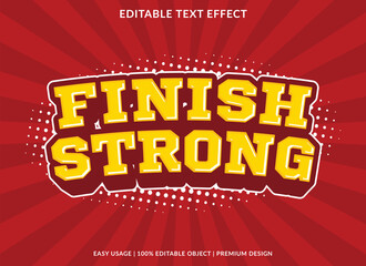 Poster - finish strong editable text effect template use for business logo and brand
