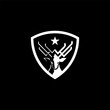 Deer shield star minimalist logo design