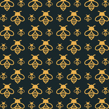 Beautiful Pattern Of Yellow Bee Seamless Background Vector Illustration