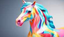 Horse, Pony, Toy In Soft Colors, Plasticized Material, Educational Material For Children To Play. AI Generated