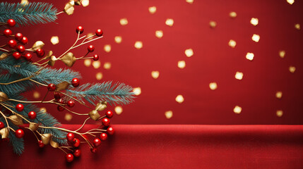 Red Christmas background for Christmas greetings, Generative ai