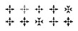 Set of pointer arrows vector icons. Arrows with direction of center. Target here. Vector 10 Eps.