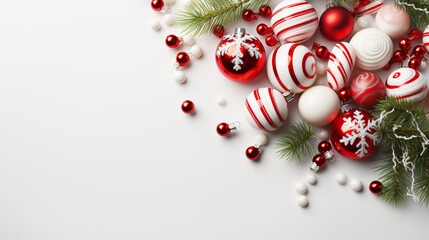 Wall Mural - White background with Christmas decorations, Xmas Background, Generative ai