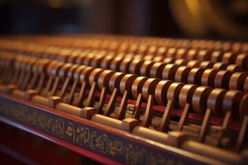 Poster - A detailed view of the keys on a piano. This image can be used to represent music, musical instruments, or the concept of playing the piano.