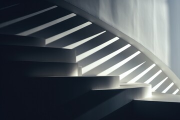 Poster - A stair case with a light shining through it. This image can be used to depict mystery, hope, or a path to success.