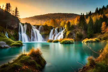 Poster - waterfall in the forest