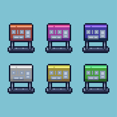 Leinwandbilder - pixel art sets of news board wood with variation color item asset. simple bits of news board on pixe