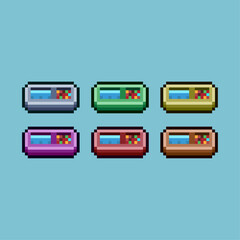 Poster - Pixel art sets of dog plate with variation color item asset. Simple bits of food and water for dog on pixelated style. 8bits perfect for game asset or design asset element for your game design asset
