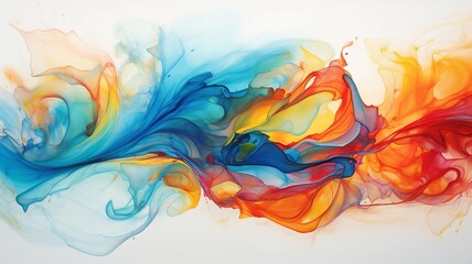 Fototapete - Abstract Watercolor Art, Swirling Paint Strokes