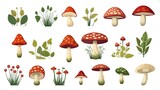 Fototapeta Dziecięca - Sketch drawing of mushrooms. Generative AI