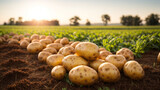 Fototapeta Do akwarium - Harvest Organic potatoes grown in the field 1