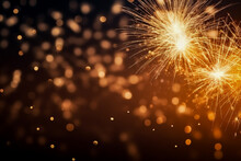 Close-up Of New Years Eve Fireworks Sparkles Isolated On A Gradient Background 