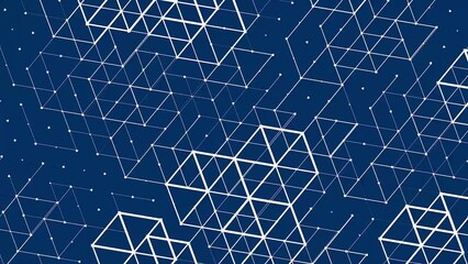 Poster - Figures made of lines and dots. Innovation and technology. Abstract deep blue background. Rendering animation.