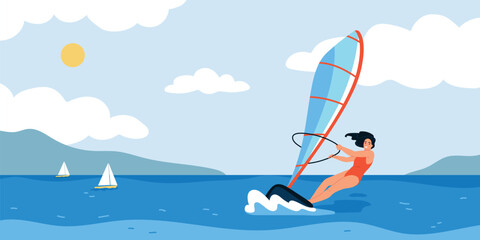 Wall Mural - Water Sport Flat Illustration