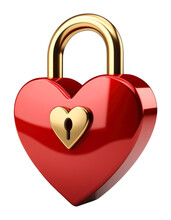 Heart Padlock Isolated On Transparent Background
