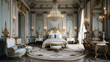 Classic bedroom interior with antique and luxurious furniture