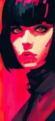 Wall Mural - Portrait of a woman for iphone made with Ai generative technology, person is fictional