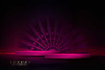 Canvas Print - Texture composition of a dark shade with a red podium