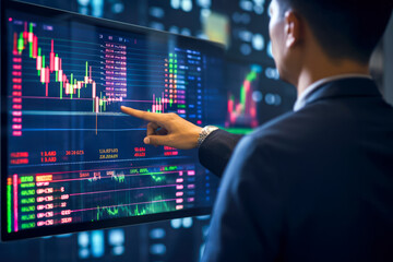 Poster - Businessman analyzing investment charts on the stock exchange.