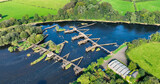 Fototapeta  - Aerial photo of The River Bann from Lough Neagh at Portna Lock Kilrea Co Derry Antrim Northern Ireland