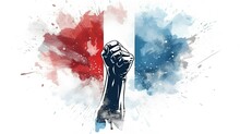 Happy Bastille Day. French National Day Poster. Hand With The Flag Of France Ai Generated